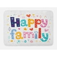 thumbnail image 1 of Family Bath Mat, Happy Family Letters with Flowers Hearts Stars Dots Circles Cartoon Like Artwork, Non-Slip Plush Mat Bathroom Kitchen Laundry Room Decor, 29.5 X 17.5 Inches, Multicolor, Ambesonne, 1 of 2