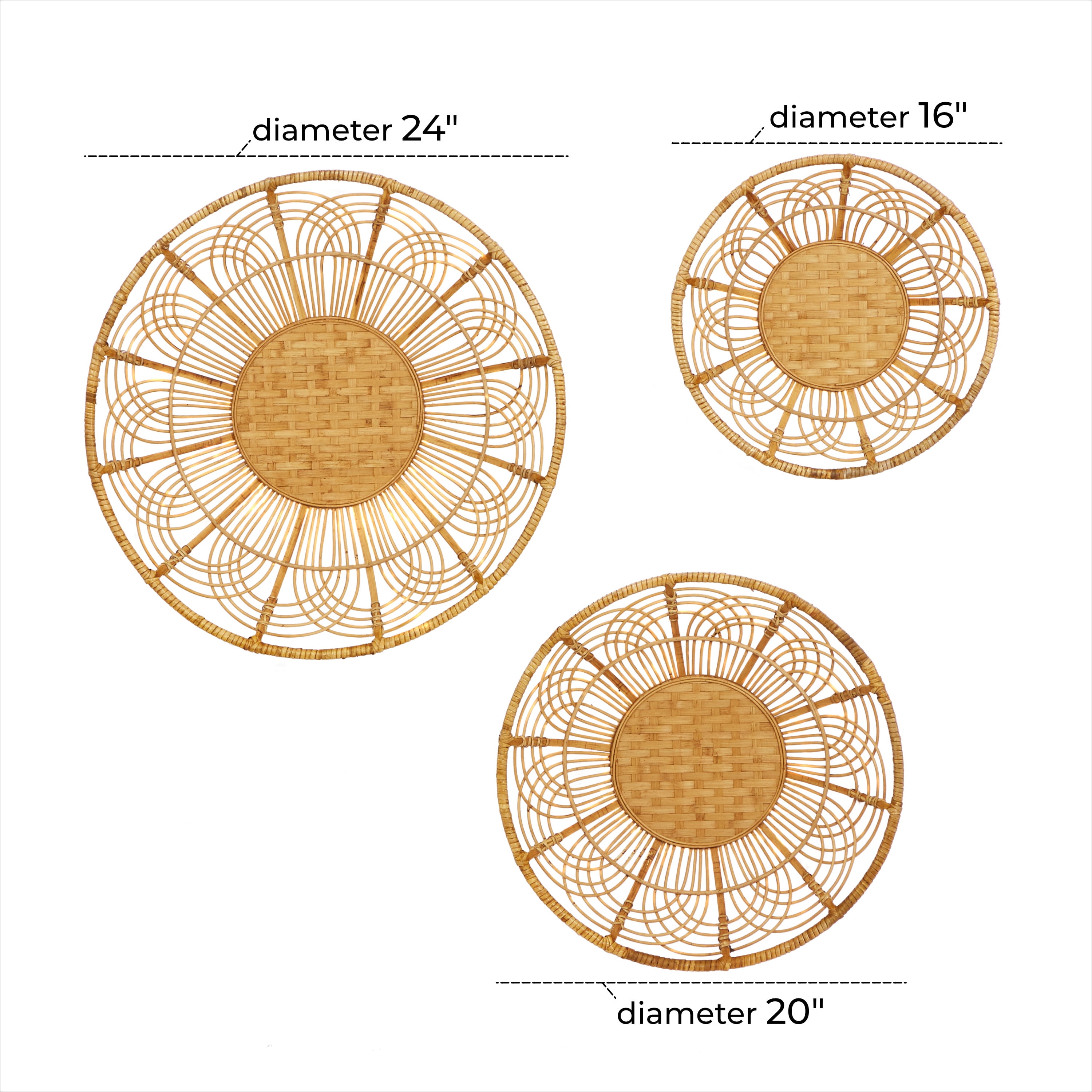 DecMode Brown Metal Boho Style Wall Decor, Set of 3