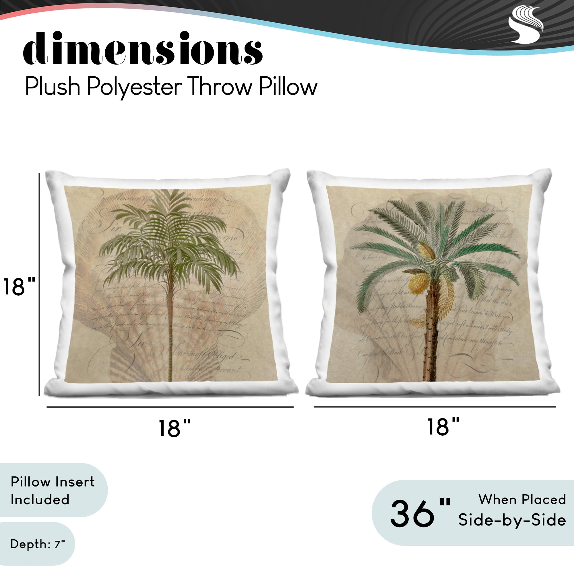 Stupell Industries Subdued Tropical Palms 2 Piece Decorative Printed Throw Pillow Set, design by Steve Hunziker