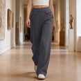 thumbnail image 5 of Favoffer Women's High Waist Wide Leg Pants Solid Color Elastic Waist Draped Straight Leg Loose Casual Trousers Daily Flowy Bottom for Street Gathering, 5 of 8