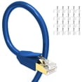 thumbnail image 1 of CAT 8 Ethernet Cable, GLANICS 30 ft Internet Cable with 20 clips, RJ45 Connector Outdoor&Indoor for Network Switches, Routers, Gaming, Modems, Network Adapters, PS5, PS4, PC, Laptop, Desktop (Blue), 1 of 7
