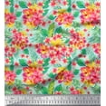 thumbnail image 1 of Soimoi Green Cotton Poplin Fabric Plumeria & Floral Print Fabric By the Yard 58 Inch Wide, 1 of 3