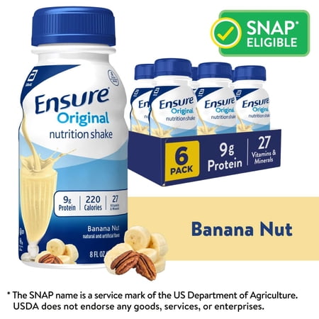 Ensure Original Meal Replacement Nutrition Shake, Banana Nut, 8 fl oz, 6 Count
