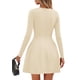 thumbnail image 5 of Vestido PRETTYGARDEN Otoño 2025 Manga Larga Plisado Mini Beige XS, 5 of 8