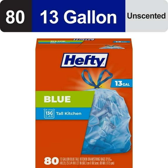 Hefty Bolsas de Basura Azules Azules, 13 Galones, 80 Unidades