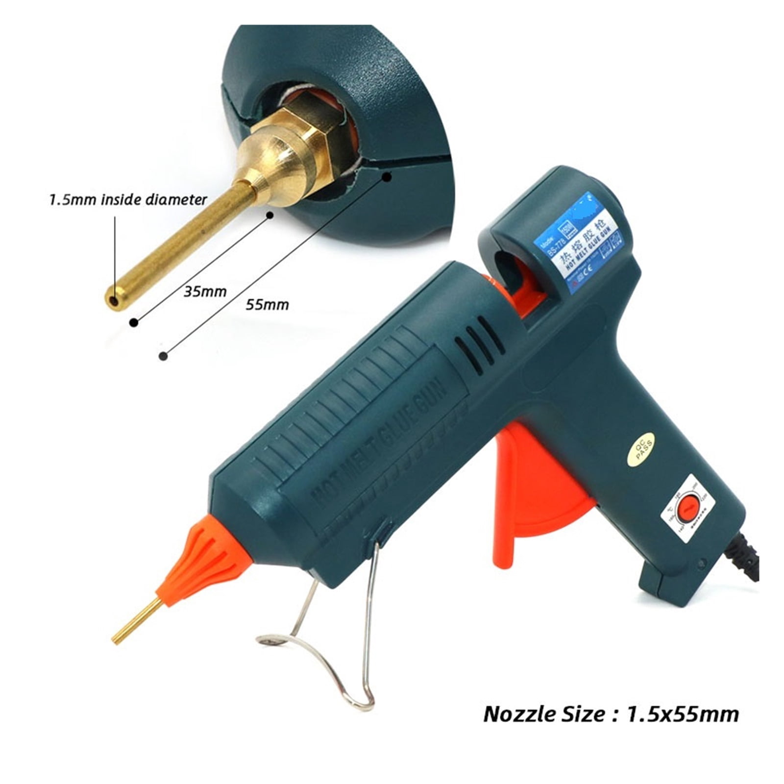 100W Long Copper Nozzle Hot Melt Glue Gun Adjustable Temperature for 11mm Glue Sticks Professional Indusrial Adhesive Glue Gun ,Effortless Crafting