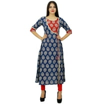 Bimba Womens Designer Angrakha Style Cotton Kurta Kurti Formal Ethnic Wear