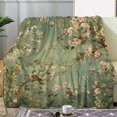 thumbnail image 4 of Vintage Floral Bird Print Flannel Blanket, Soft Cozy All-Season Throw for Sofa Bed Travel Camping Office, Green Retro Aesthetic Digital Print, Perfect Gift, 4 of 8