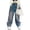 Blue, variant on RUTAYY Toddler Kids Girls Jeans Distressed Elastic Waist Baggy Denim Wide Leg Trousers Trendy Pants