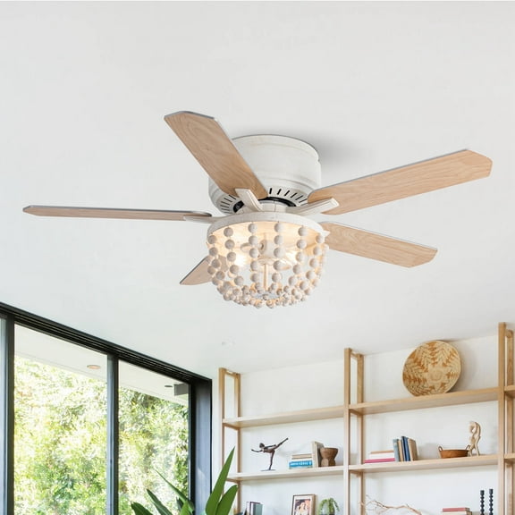 Parrot Uncle 48" Bohemia Reversible Ceiling Fan with Remote and Light Kit, Double-Sided Blades