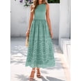 thumbnail image 5 of Women'S Summer Dresses Sleeveless Crewneck A-Line Boho Lace Eyelet Tank Maxi Dress with Pockets Green S, 5 of 10