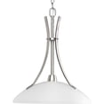 thumbnail image 2 of Progress Lighting P5112-09 1 Light Pendant with Etched Glass and Arching Rectangular Arms with Strap Accents, Brushed Nickel, 2 of 2