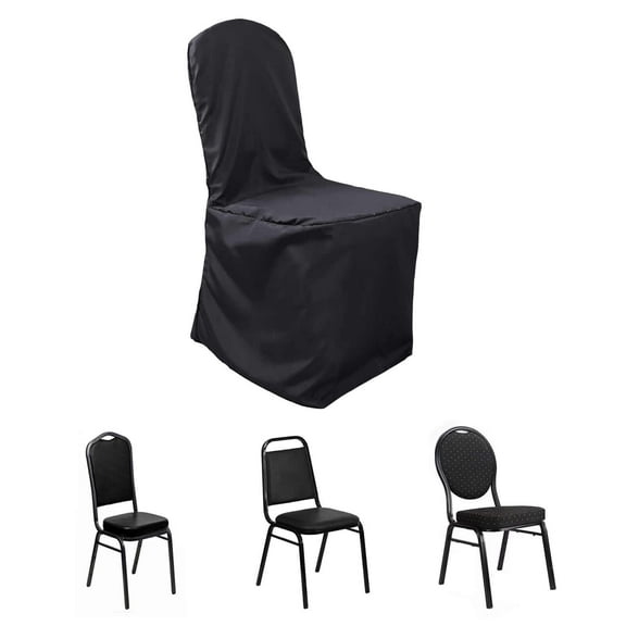 Efavormart 30 PCS Round Top Black Polyester Banquet Chair Covers Linen Dinning Chair slipcover For Wedding Party Event Catering