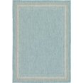 thumbnail image 1 of Unique Loom Outdoor Collection Transitional Indoor & Outdoor Casual Solid Tonal Border Area Rug, 8 Feet x 11 Feet 4 Inch, Aquamarine/Beige, 1 of 2