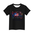 thumbnail image 5 of MKOSPLRT 4th of July Kids T-Shirt, Soft Cotton American Flag Print Crew Neck Short Sleeve Top for Boys Girls Black 12-13 Years, 5 of 7