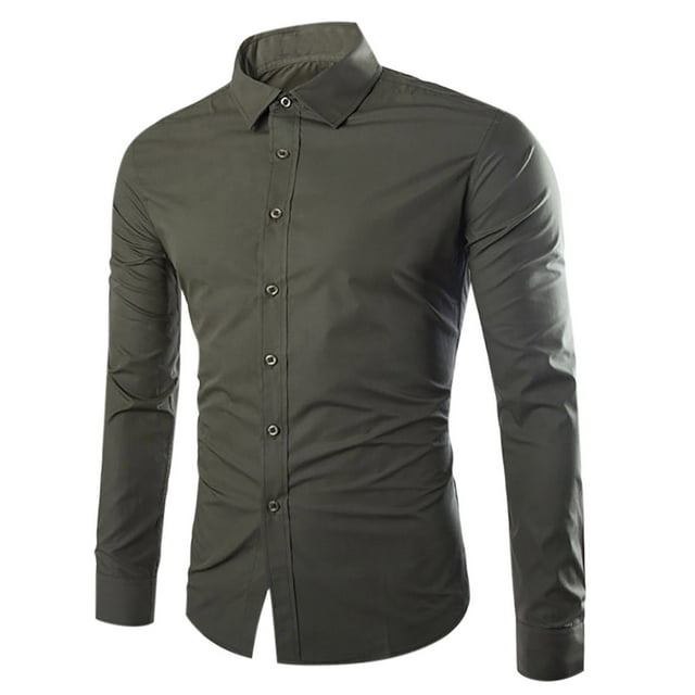 AherBiu Men Shirts Button down Long Sleeve Causal Regular Fitted Causal Loose Fall Winter Classic Solid Color Tee Tshirts