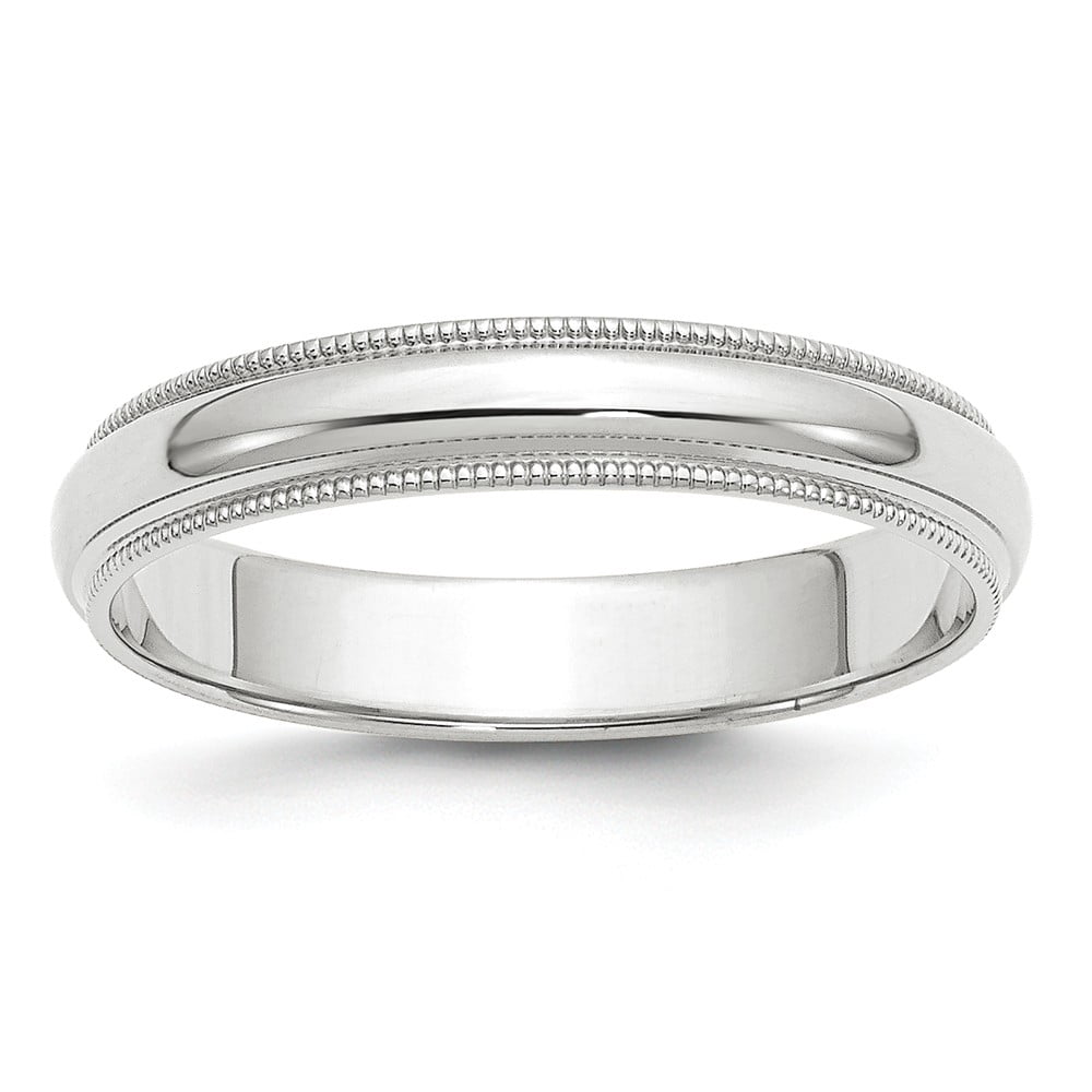 AA Jewels Solid 14k White Gold 4mm Milgrain Wedding Band