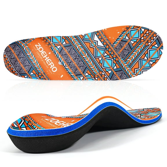 Bohemian Plantar Fasciitis Arch Support Insoles Men Women, Comfort Orthotics Insoles for Plantar Fasciitis, Flat Feet, Foot Pain Relief, Bohemian Shoe Inserts for Work Boot, Standing All Day, Sports
