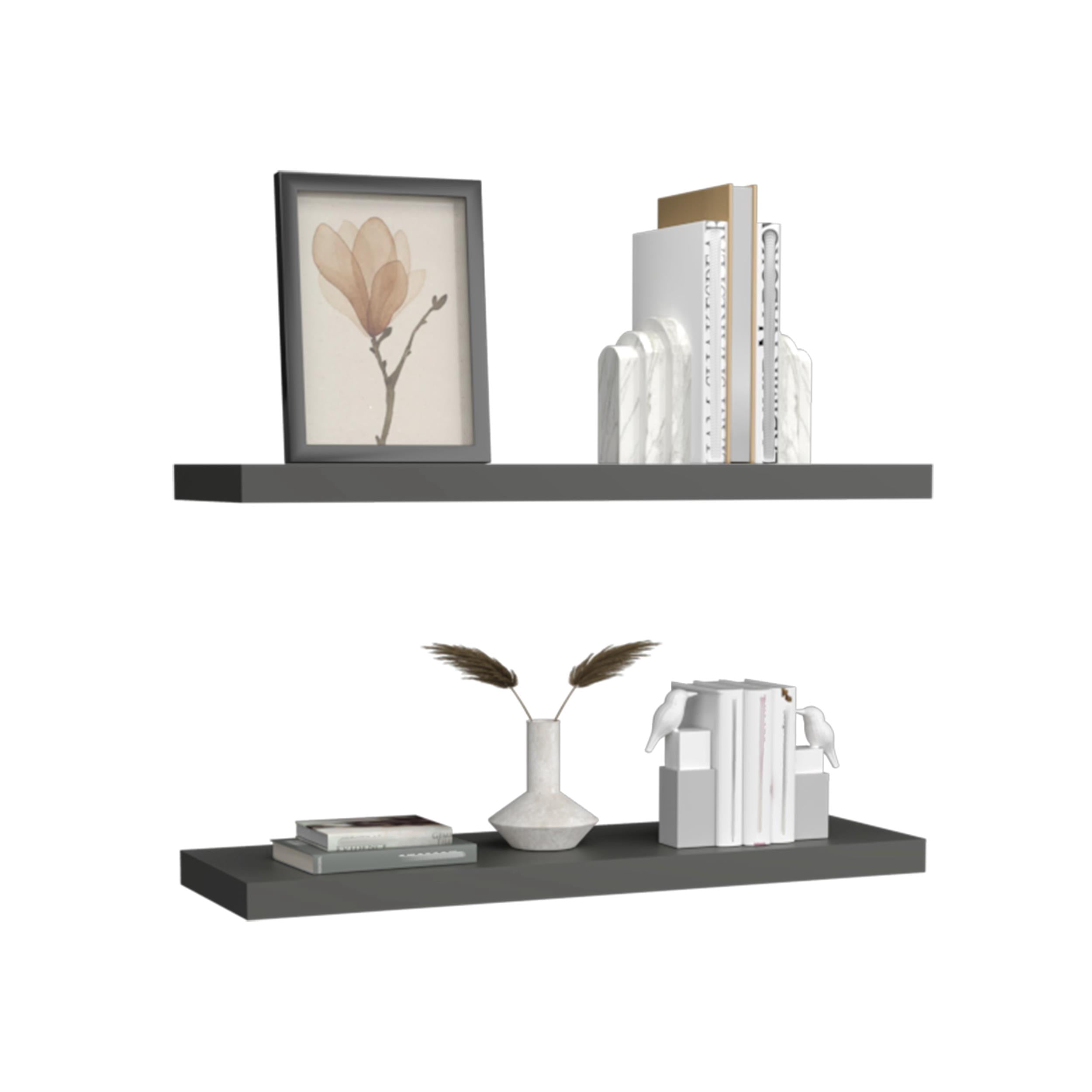 Ecco 31.5" Wide Floating Shelves  Set of 2 Engineered Wood Gray