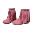 thumbnail image 6 of Up to 35%! Women's Slip On Ankle Boots Women's Fashionable Casual Versatile Cool Winter Tassel Sleeve Boots Short Boots Thick Heel Ankle Boots Pink 41, 6 of 9