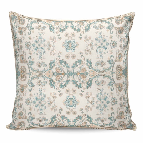 Throw Pillow Covers 20x20 Inch, Retro Boho Decorative Pillow Cases for Couch Sofa Bed, Farmhouse Ethnic Nation Abstract Flowers Cotton Linen Square Home Decor Pillowcases with Hidden Zipper