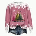thumbnail image 5 of Towmus Womens Crewneck Long Sleeve Merry Christmas Graphic Sweatshirts Christmas Tree Bright Graphic Pullover Tops, 5 of 7