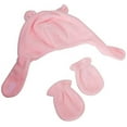 thumbnail image 2 of Luvable Friends Baby Girl Beary Cozy Hat and Mitten Set 2pc, Light Pink, 0-6 Months, 2 of 2