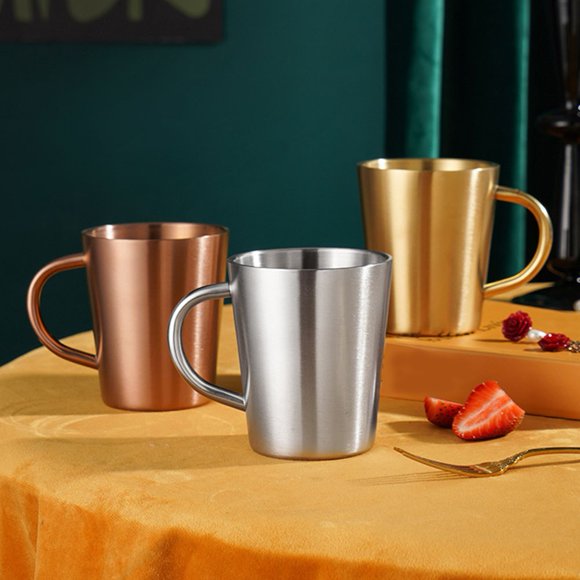 300ml Stainless Steel Coffee Mug Portable Milk Cup With Handle Double Layer Cups Travel Tumbler Milk Tea Mugs Beer Cup