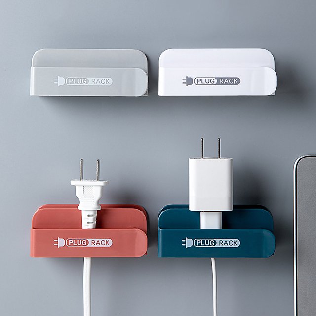 Worallymy Fijador de toma de corriente Soporte de cargador de teléfono montado en la pared Organizador de almacenamiento de cables de plástico azul oscuro Worallymy JD735811349