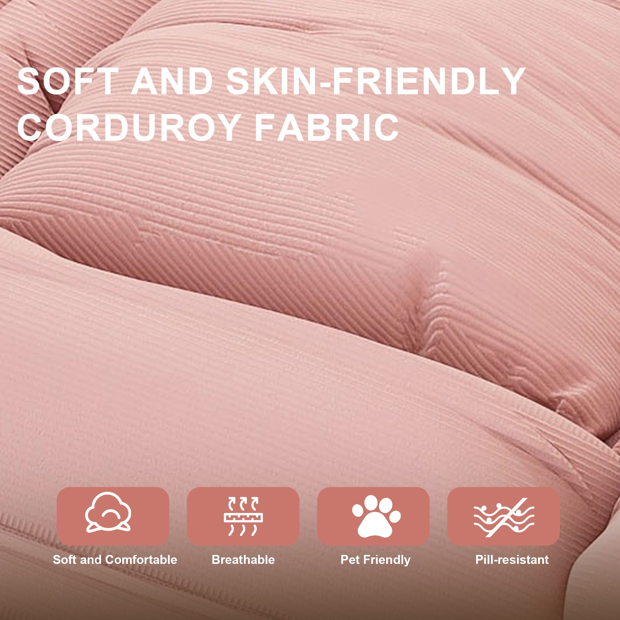 Jopath Foldable Lazy Sofa Bed with 2 Soft Pillows,Human Dog Bed with 5 Adjustable Position for Bedroom Living Room Reading Corner(Pink)