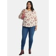 thumbnail image 2 of Terra & Sky Women’s Plus Thermal Henley Top with Long Sleeves, Size 0X-4X, 2 of 5