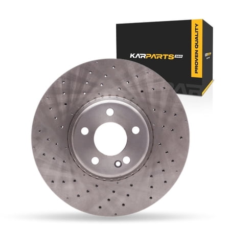 KarParts360 For Mercedes-Benz C250/C350e 2015 2016 2017 2018 Disc Brake Rotor | Front | Drilled Style | 342 Millimeters/13.46 Inches Outside Diameter | 5 Stud/Lug Hole