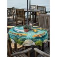 thumbnail image 2 of Outdoor Tablecloth with Umbrella Hole for Patio/Picnic/Party/Camping, Golden White Fish Waterproof Table Cloth Round Cover Washable, Summer Pond Botanical Lucky (Dia 54"), 2 of 9