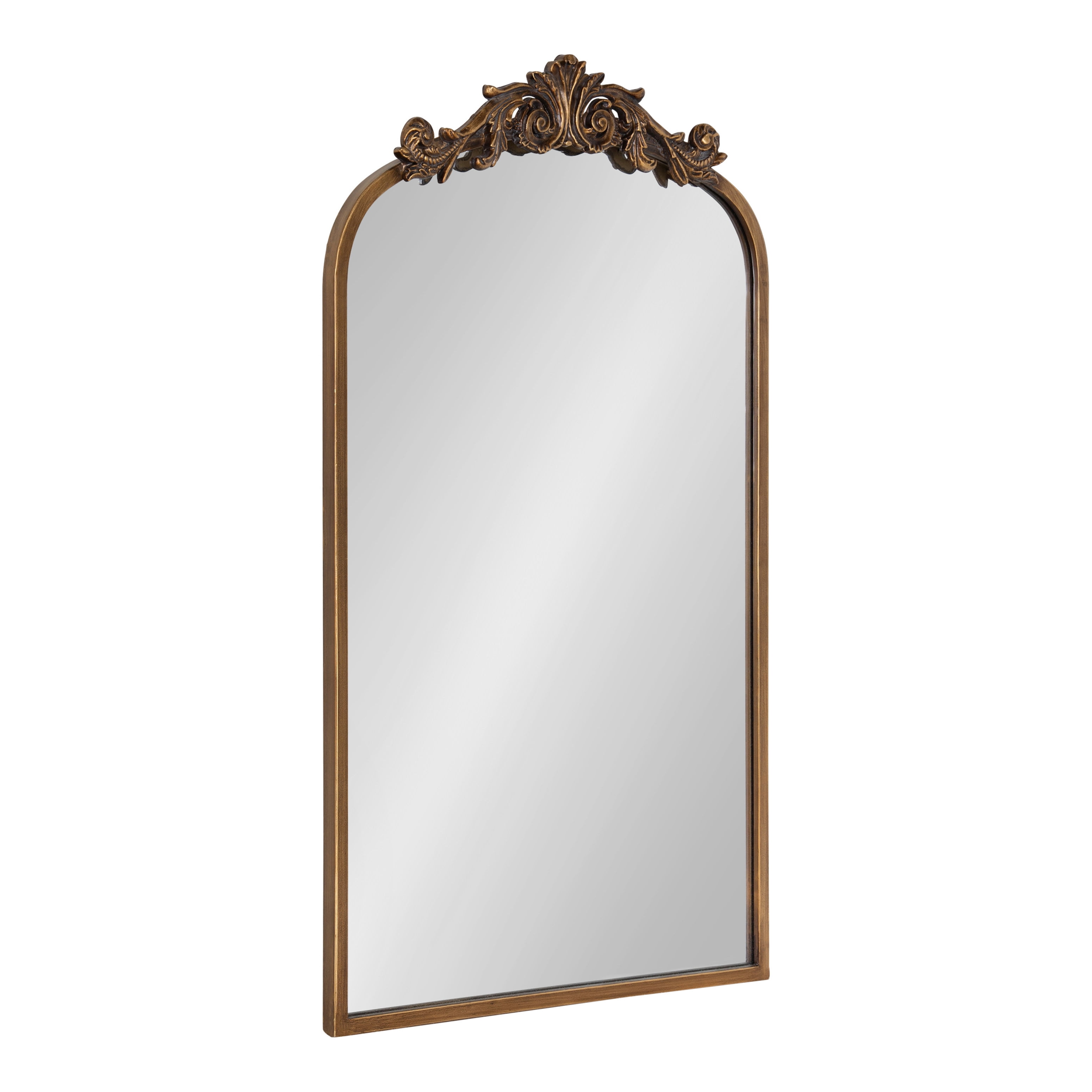 Rectangular Gold Wall Mirror Traditional Hooks Included 