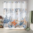 thumbnail image 6 of No Hook Shower Curtain, Blue Coastal Shower Curtains for Bathroom with See Through Top Window, Summer Beach Starfish Weeping Eucalyptus Ombre Waterproof & Washable Bath Curtain Standard 72"x72", 6 of 9