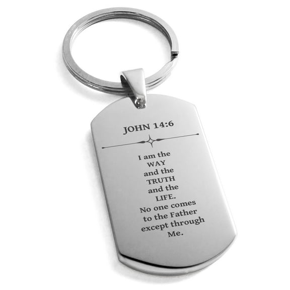 Tioneer Stainless Steel The Way the Truth the Life John 14:6 Dog Tag Keychain Keyring