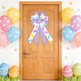 thumbnail image 6 of Uutvery Easter Bow Knot, 53x29cm Linen Like Handmade Decorative Bow with Egg Patterns, for Wreath Gift Box Door Wall Hanging Decor, 20.9x11.4 Inches, 6 of 6