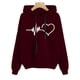 thumbnail image 3 of Gibobby Sudadera con capucha y cremallera Sudadera con capucha impresa para mujeres Casual Long Sleeve Drawstring With Blouse Top （Vino， L), 3 of 3