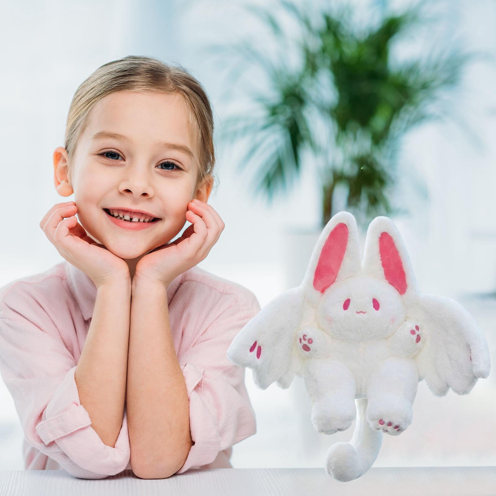 Flying White Rabbit Bat Plush Toy, Stuffed Animal with Bat Wings - Soft, Cuddly, Fluffy, Comfortable for Hugging - For Kids, Adults, Bedroom Decoration, Playtime, Birthday Gifts, Xmas Presents, Home