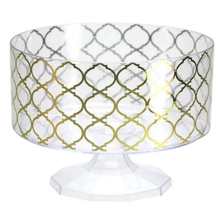 EcoQuality 40oz Trifle Bowl with Gold Lattice - Disposable Plastic Soup Bowls, Heavy Duty Plastic Salad Bowls, Dessert Bowl for Baby Showers, Weddings, Birthday Party (1)