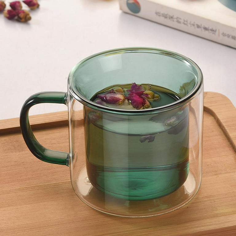 JoyJolt Cadus Glass Coffee Cups Double Wall Insulated Mugs Set  of 2 Latte Glasses, 16-Ounces.: Teacups