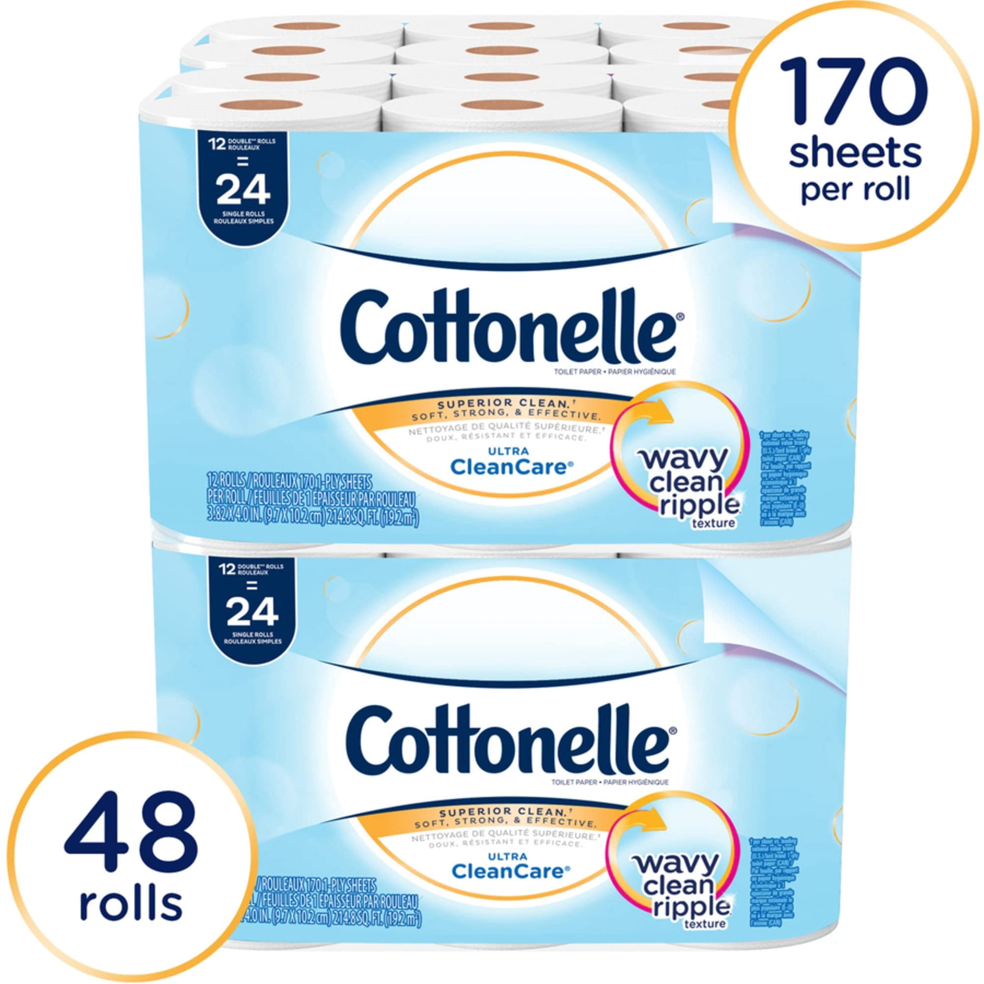Cottonelle® Professional Standard Roll Toilet Paper, 1-Ply Septic Safe Bathroom Tissue, White, 170 Sheets per Roll, Case