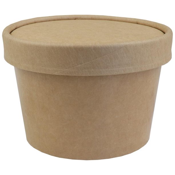 [50 Count] 8 oz Freezer Containers and Lids Kraft Paper To Go Cups