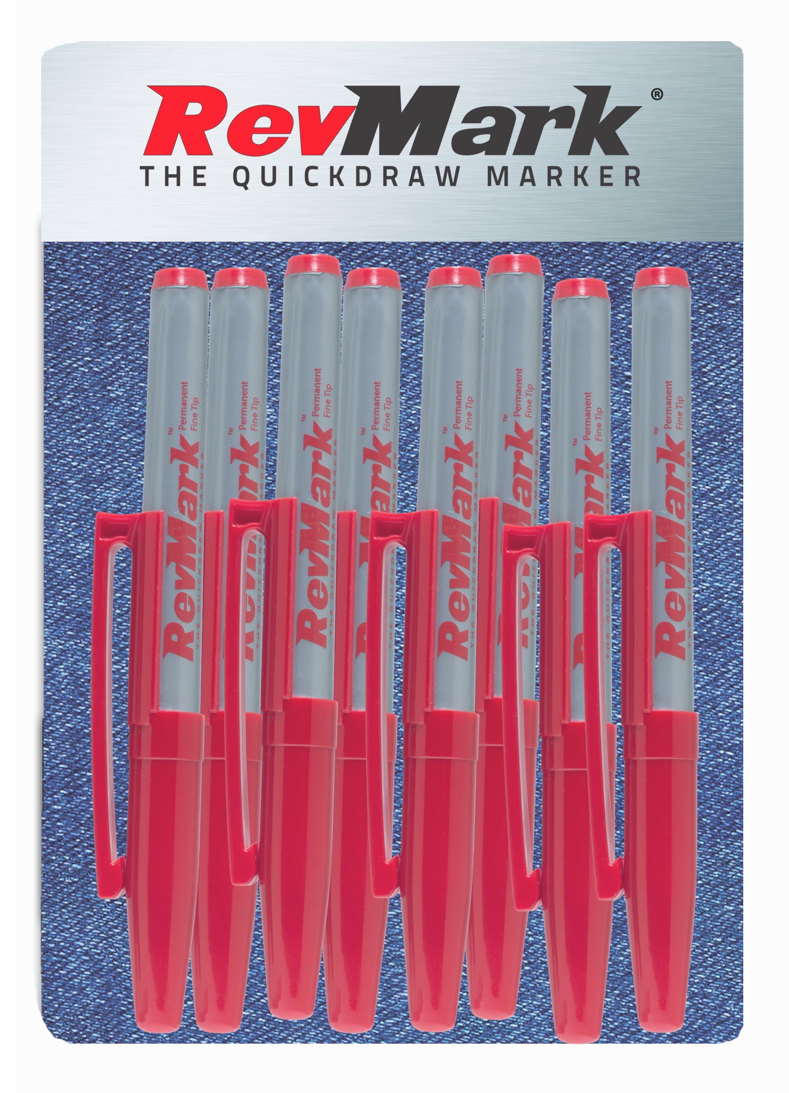 RevMark Industrial Marker Red Permanent Ink Standard Tip 8 Pack (Made in the USA) (Red