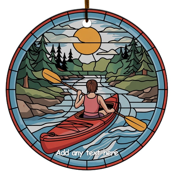 Woman Kayaking Ornament – Christmas 2025 Holiday Ornament Gift for Sports Fans, Family, Friends or Couples Who Love Woman Kayaking