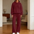 thumbnail image 5 of SZJXBUY Cute Sweatsuit for Women Oversized Fall 2 Piece Matching Sweat Sets Plus Size Hoodies & Baggy Wide Leg Pants Outfits Wine,XL, 5 of 8