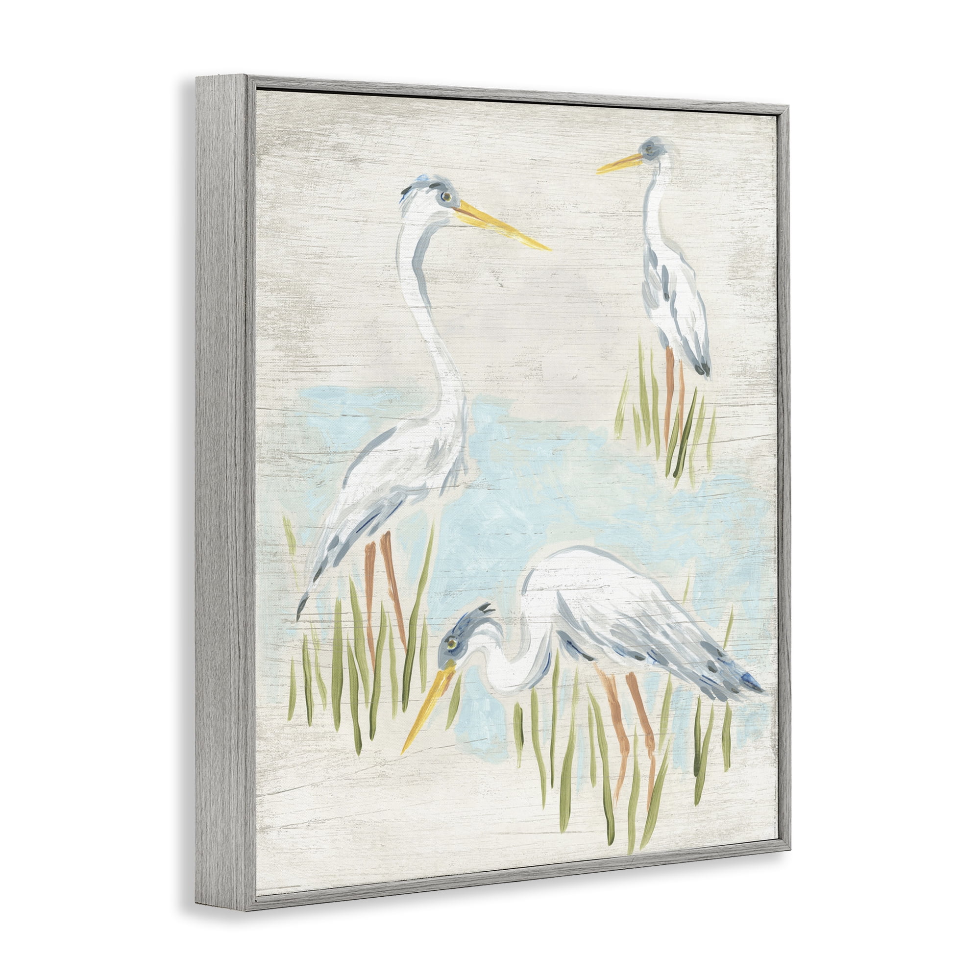 Stupell Industries Nautical Heron Trio Animals & Insects Painting Gray Framed Art Print Wall Art, 24 x 30