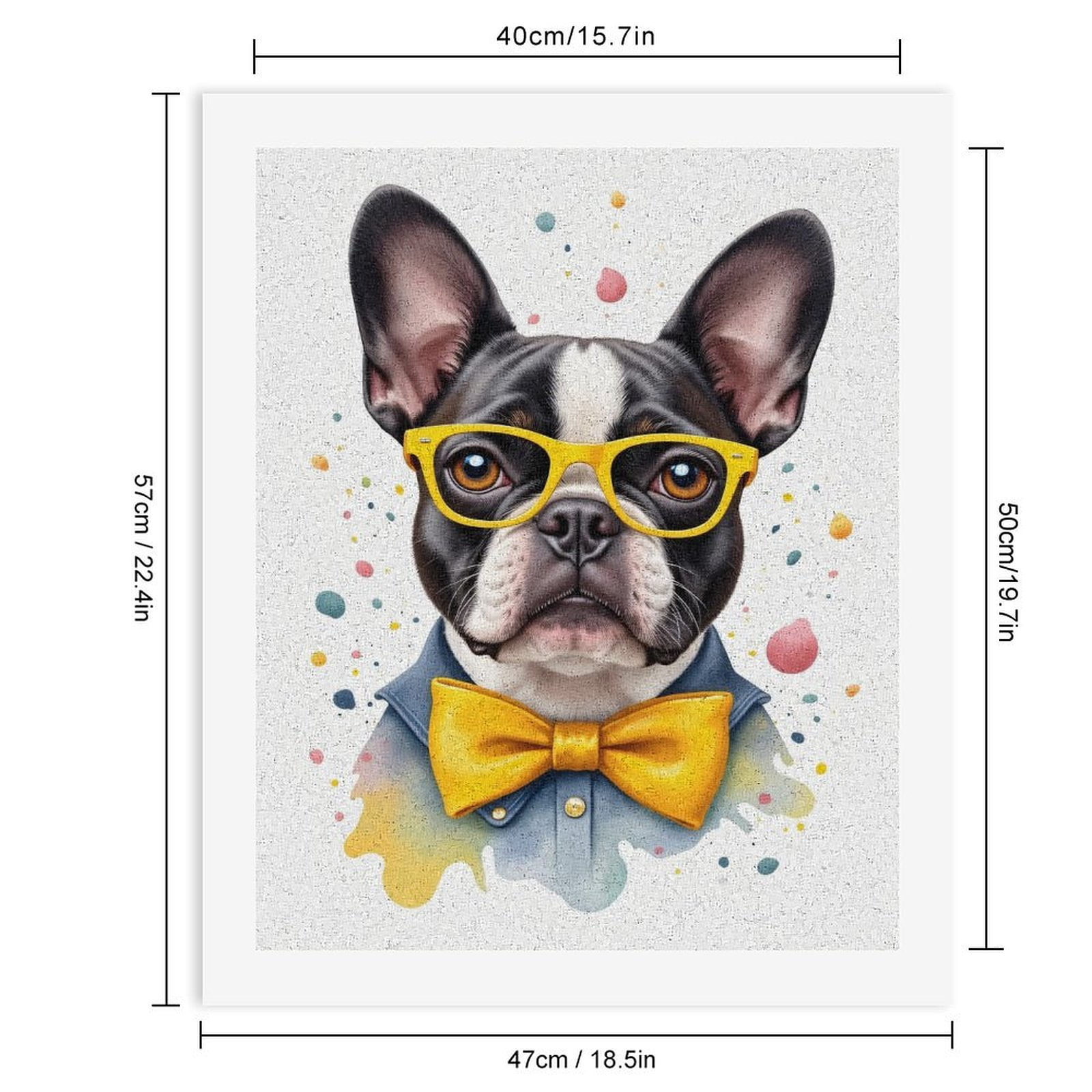 Paint By Numbers Kit for Adults Beginner - DIY Dog Glasses Yellow Bowtie Art Canvas Painting Kits for Adults, Frameless Paint By Number for Adults for Home Wall Decor 16x20 Inch