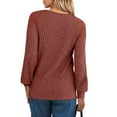 thumbnail image 5 of UVN Blouses for Women Casual Long Sleeve Shirts Dressy Hollow Out Lace Button Tops Fall Lightweight Pullover, 5 of 8