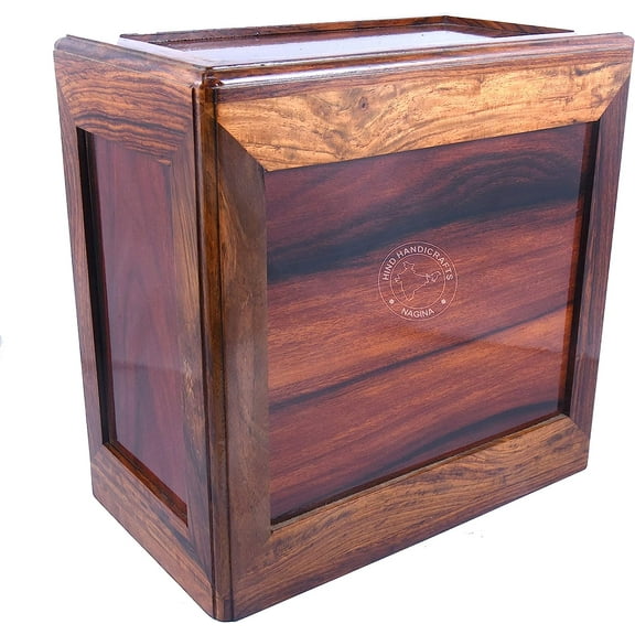 Handmade Rosewood Wooden Urns for Human Ashes Adult Large - Wooden Box Funeral Cremation Urns for Ashes Engraving (10.5" x 6.5" x 10.5" - 300 lb or 136 kg, Natural)